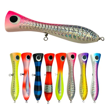 Big Mouth Wooden Popper Lure, Â±120g/220mm Floating Topwater Popper, Offshore Casting Hard Bait for Tuna & Giant Trevally GT – Popper – view 4