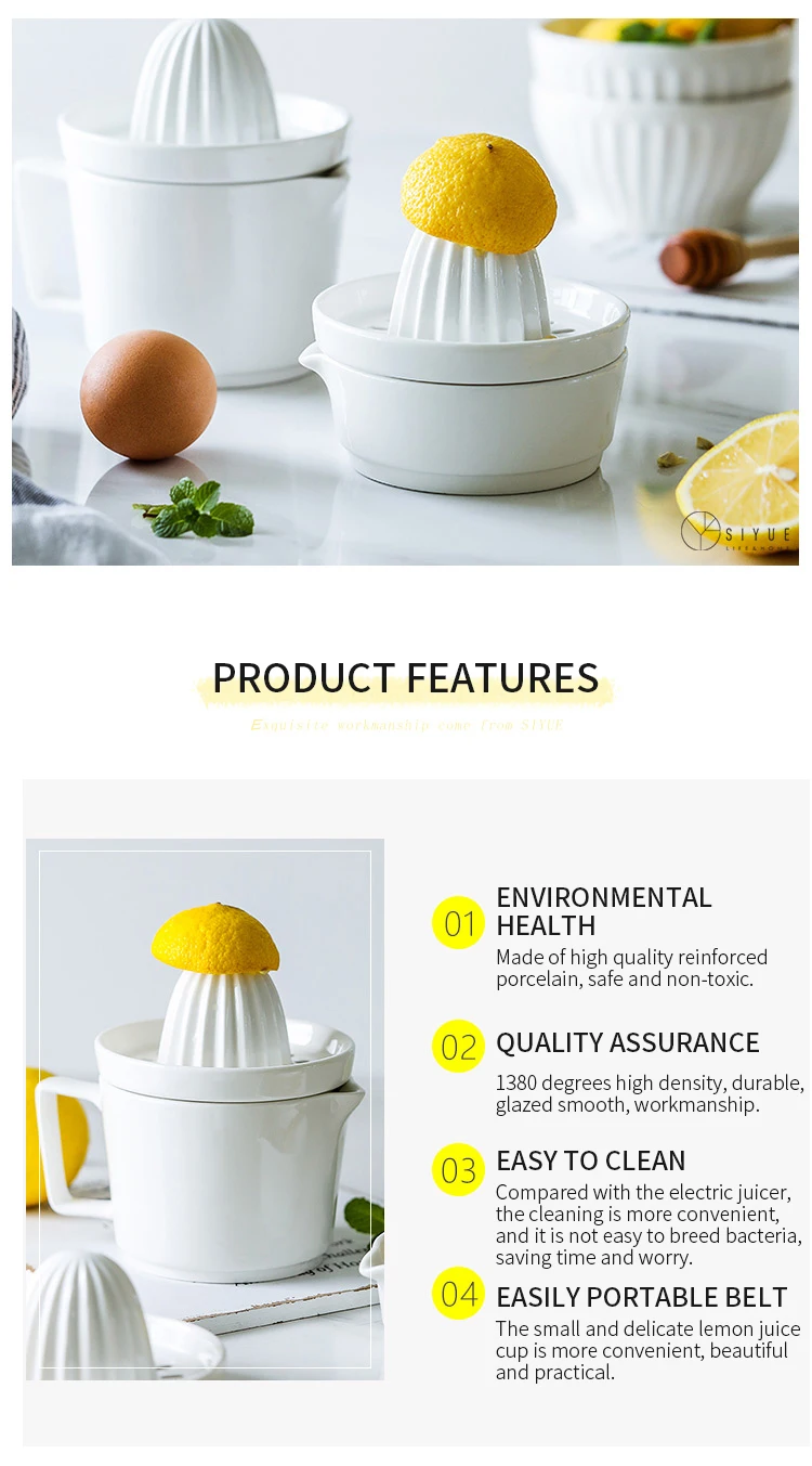 Portable Ceramics Manual Juicer Hand Lemon Orange Juice Press Squeezer