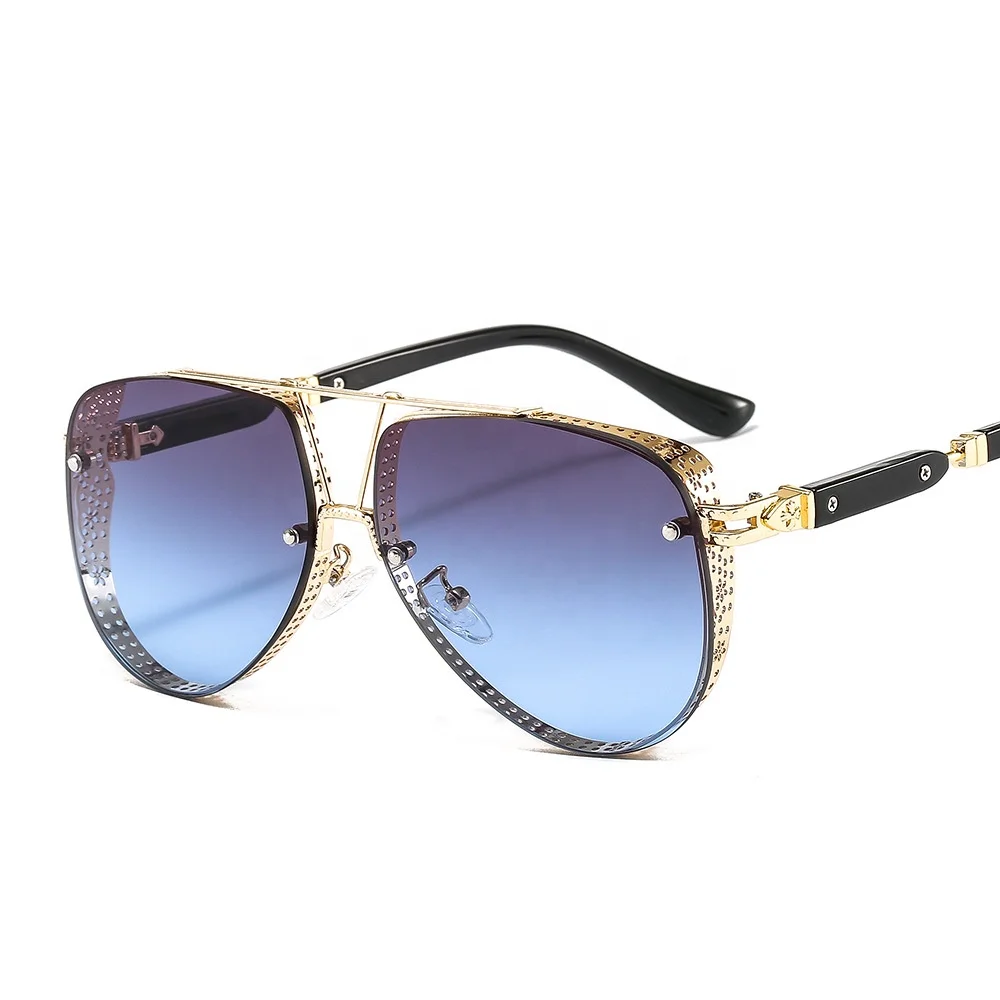 2021 New Hollow Pattern Oval Sunglasses Men Women Luxury Trend Brand Designer Metal Alloy Frame All Fitness Sun Glasses UV400