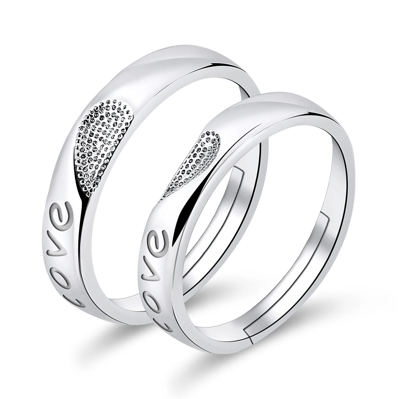 Ready to Ship - Ring Sizes 12, 18 - Designer Platinum Couple Rings wit