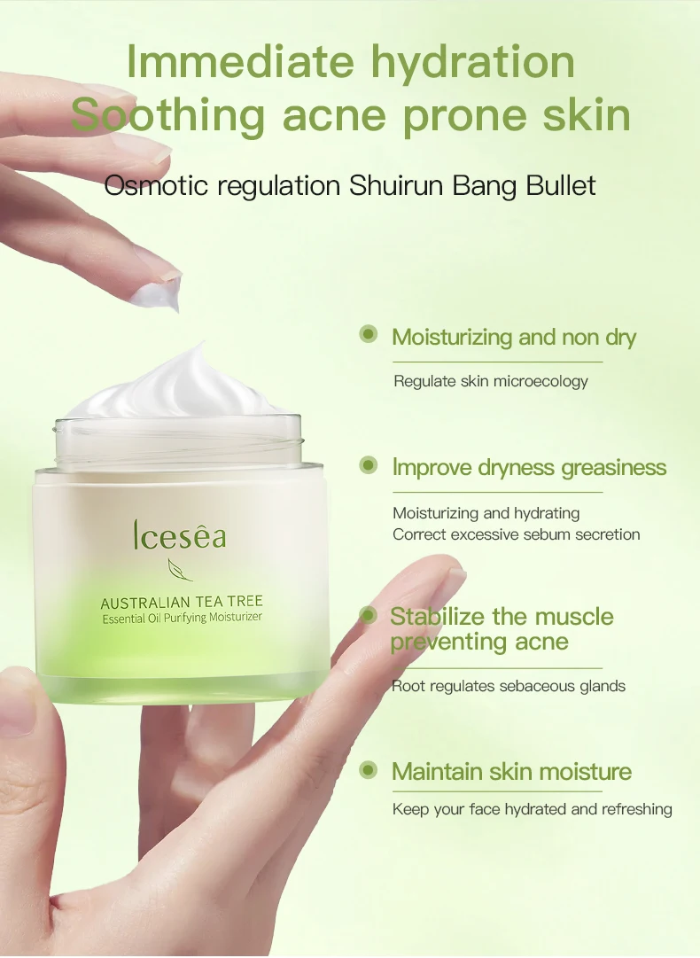 Private Label Icesea Moisturizing Tighten Australian Tea Tree Plant Extract Essential Oil Purifying Facial Face Cream Skin Care(pic9)