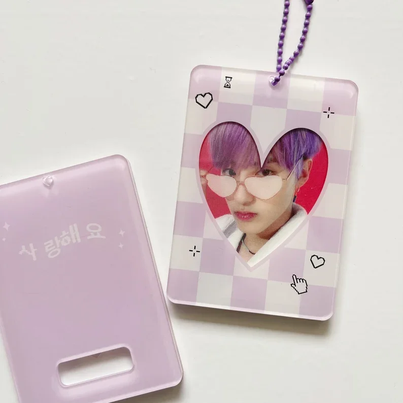 Custom Kpop Acrylic Photocard Holder Keychain Cute Photo Frame For ...