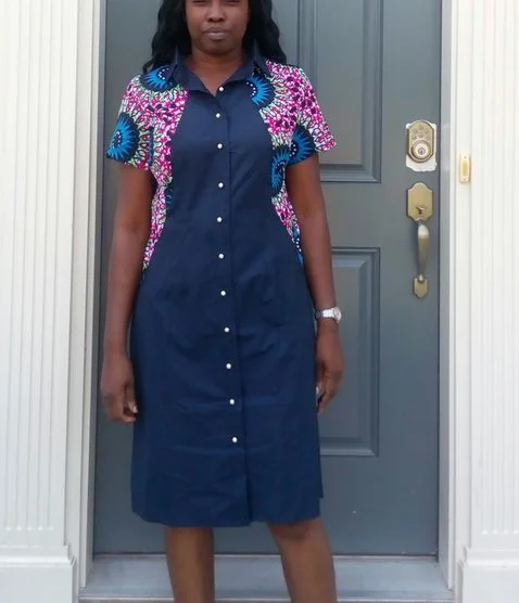Hot Selling African Print Patchwork Denim Dress Ankara Dress Clothing|  Alibaba.com