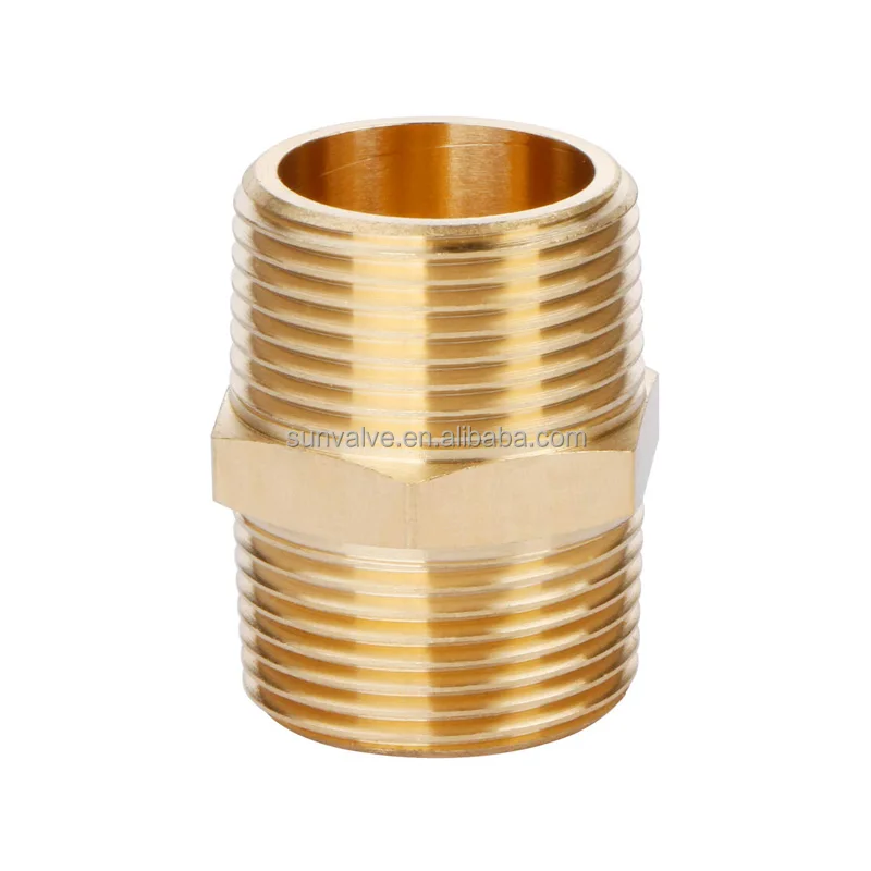 Conector Niple Hexagonal De Latón BSP Macho-Macho Para Aire Y Agua (1/2", 3/4", 1") Varios Tamaños