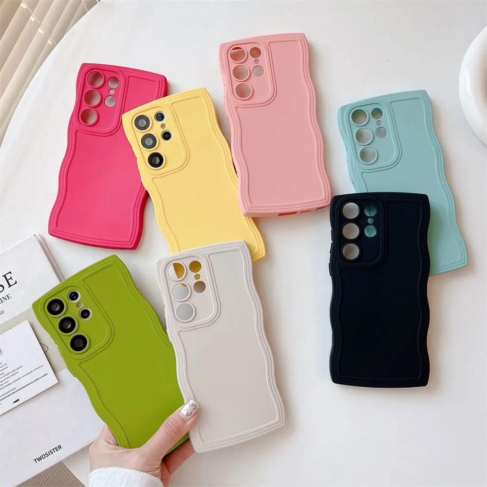 Tpu Phone Case For Samsung A55 54 35 34 25 24 15 14 S24 S23 Ultra Pure Colour Simple Wave Candy Color Cover Sjk406 Laudtec details