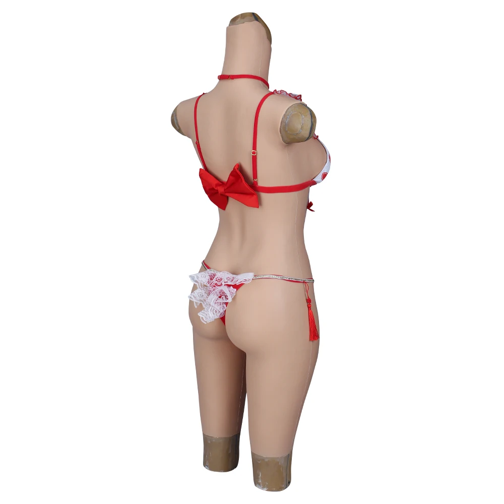 Women Artificial Curve Body Modification Emulational Navel Droplet Breast Shape Silicone Tights Rubber Bodysuit