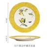 Assiette à motif floral de 10 pouces à bords jaune citron
