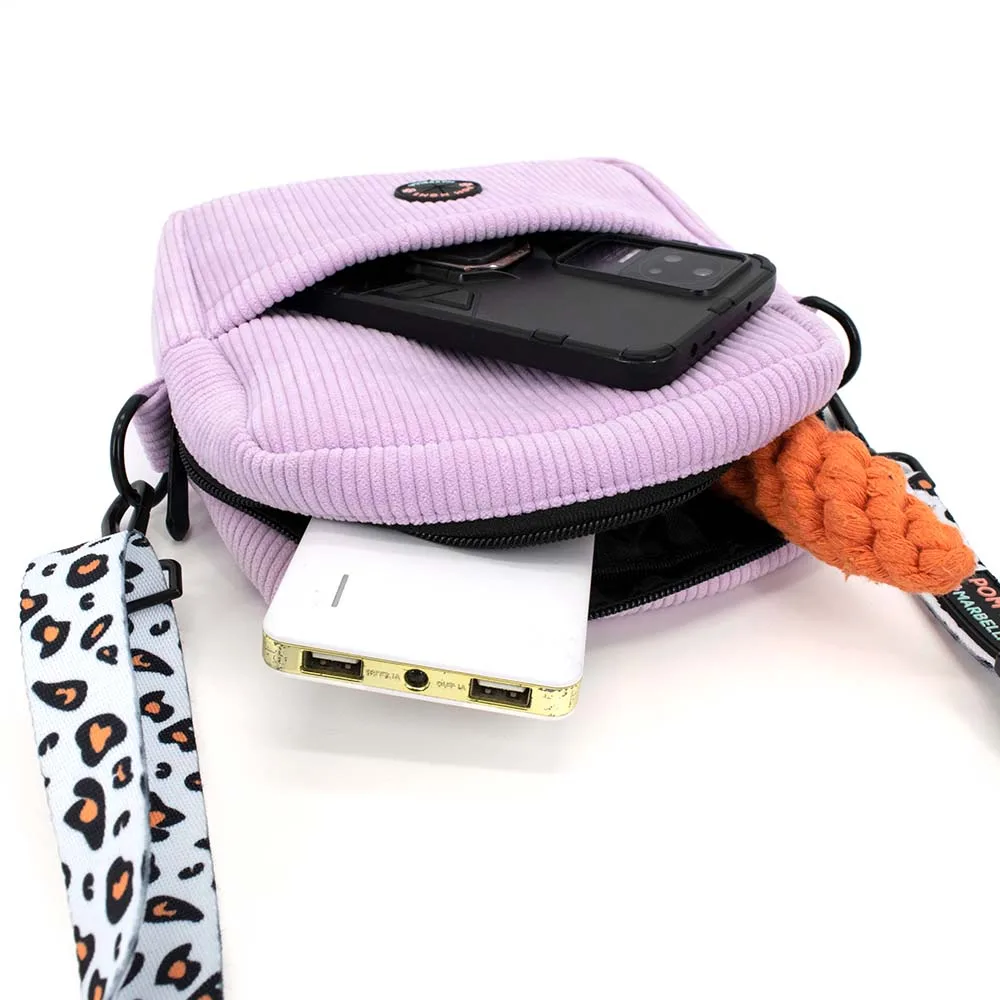 Custom Corduroy Crossbody Dog Walking Bag With Poo Dispenser Pet