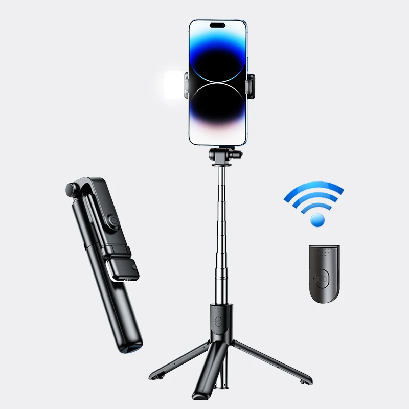 Flexible Foldable Selfie Stick with Light for iPhone Android