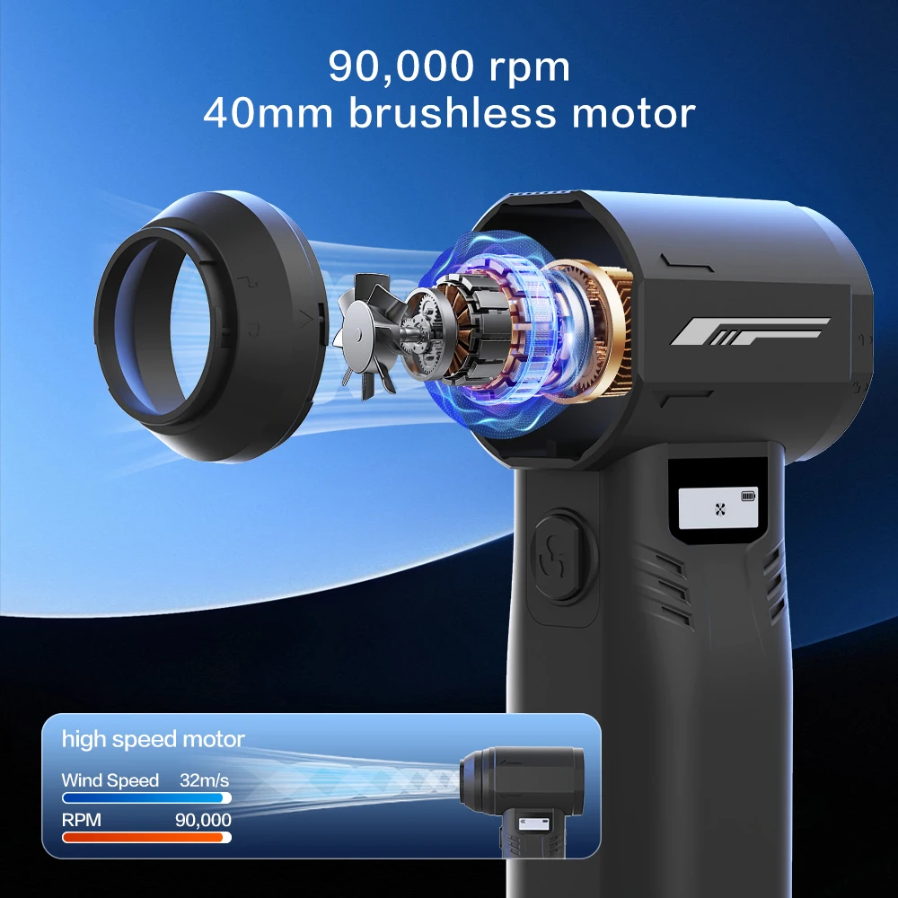 450G Wind Speed 10 Gear Adjustable 10000mAh Air Compressed Violent Fan Air Duster Blower for Car Outdoor/Indoor Cleaning - view 5