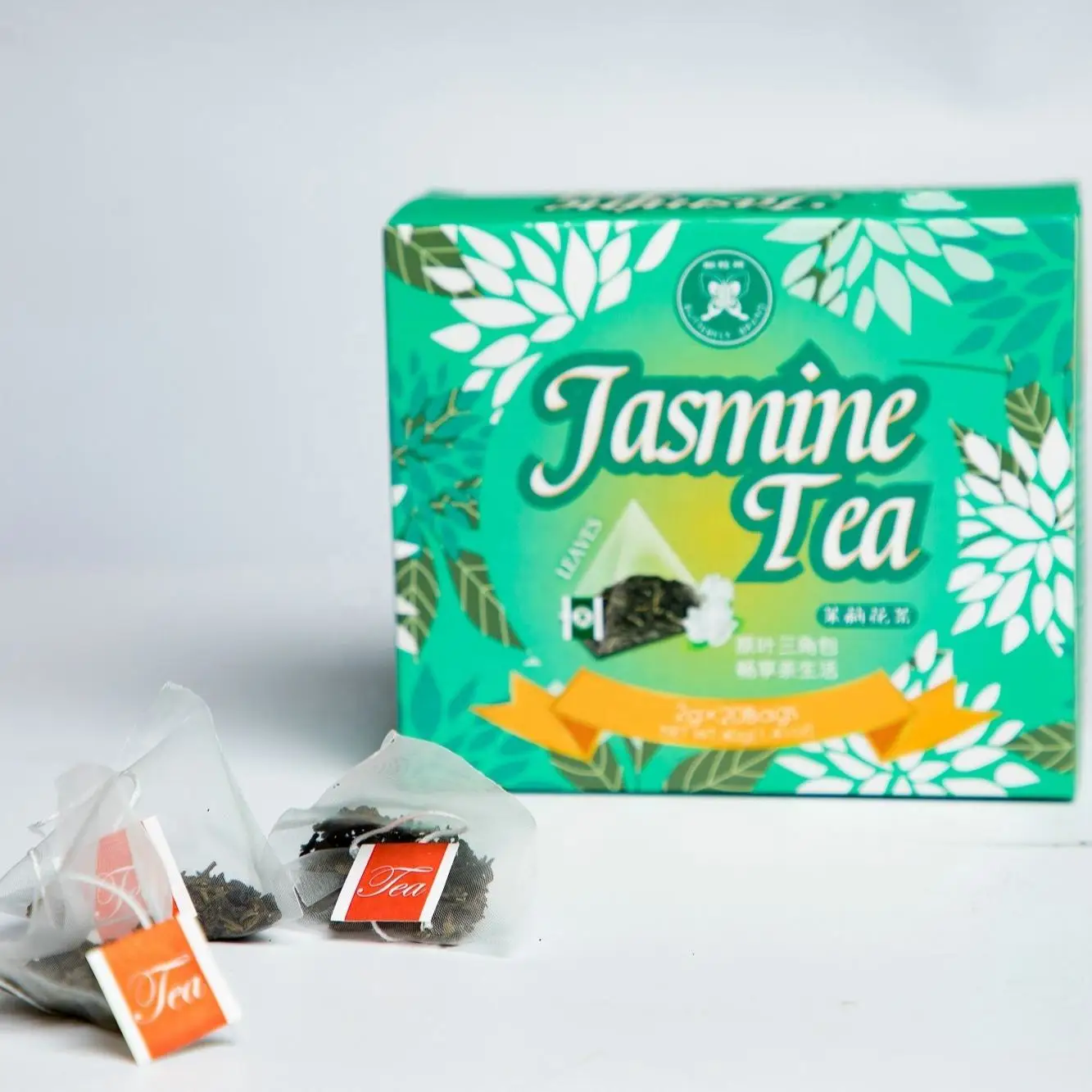 Fc16 de haute qualité et bon marché sac à thé pyramide 40g jt056 sac à thé chinois jasmin thé vert