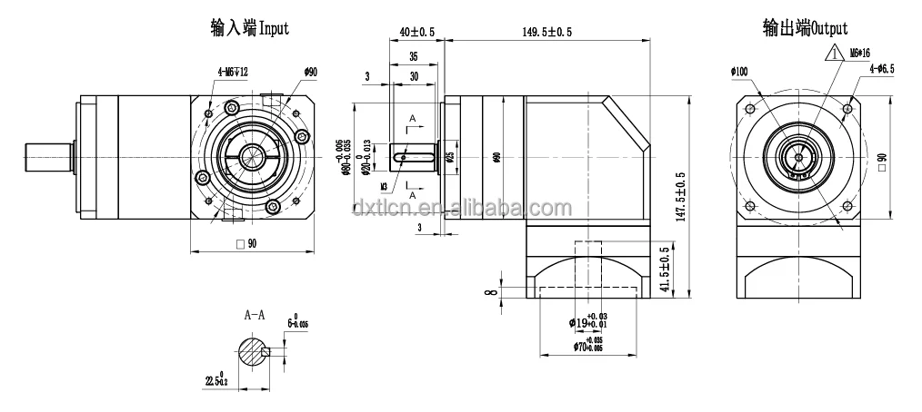 Low Backlash High Precision Low Noise Planetary Right Angle Gearbox with 57mm Standard Input Shaft factory