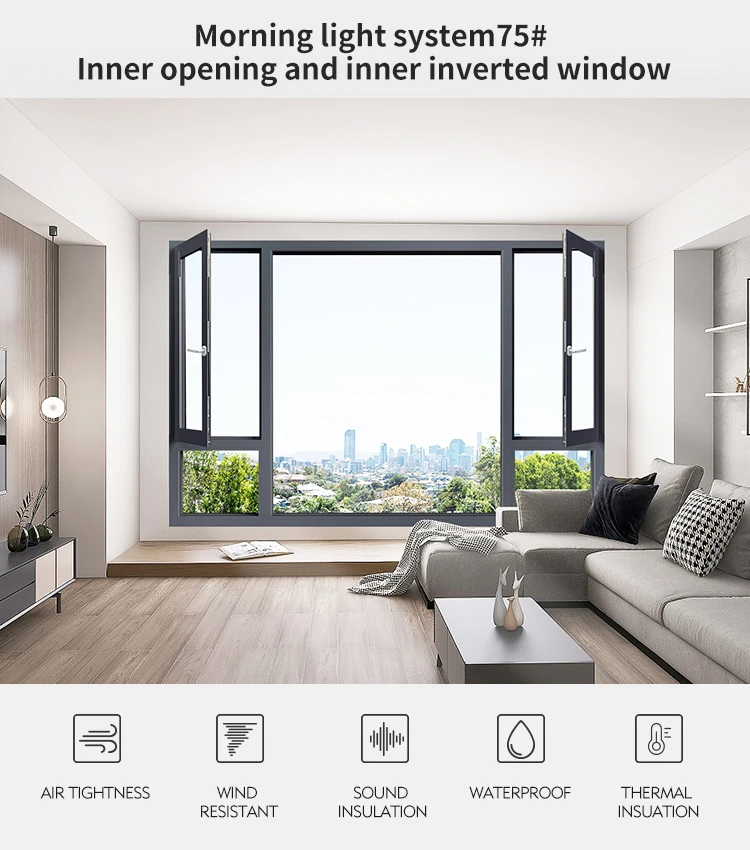 Aluminum Windows Inner Opening And Inner Inverted Window