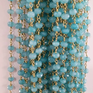 Beautiful Faceted Rosary Style 4mm Beaded Pearl Chain Gold Plated Metal Findings for Jewelry Making FOB Reference Price