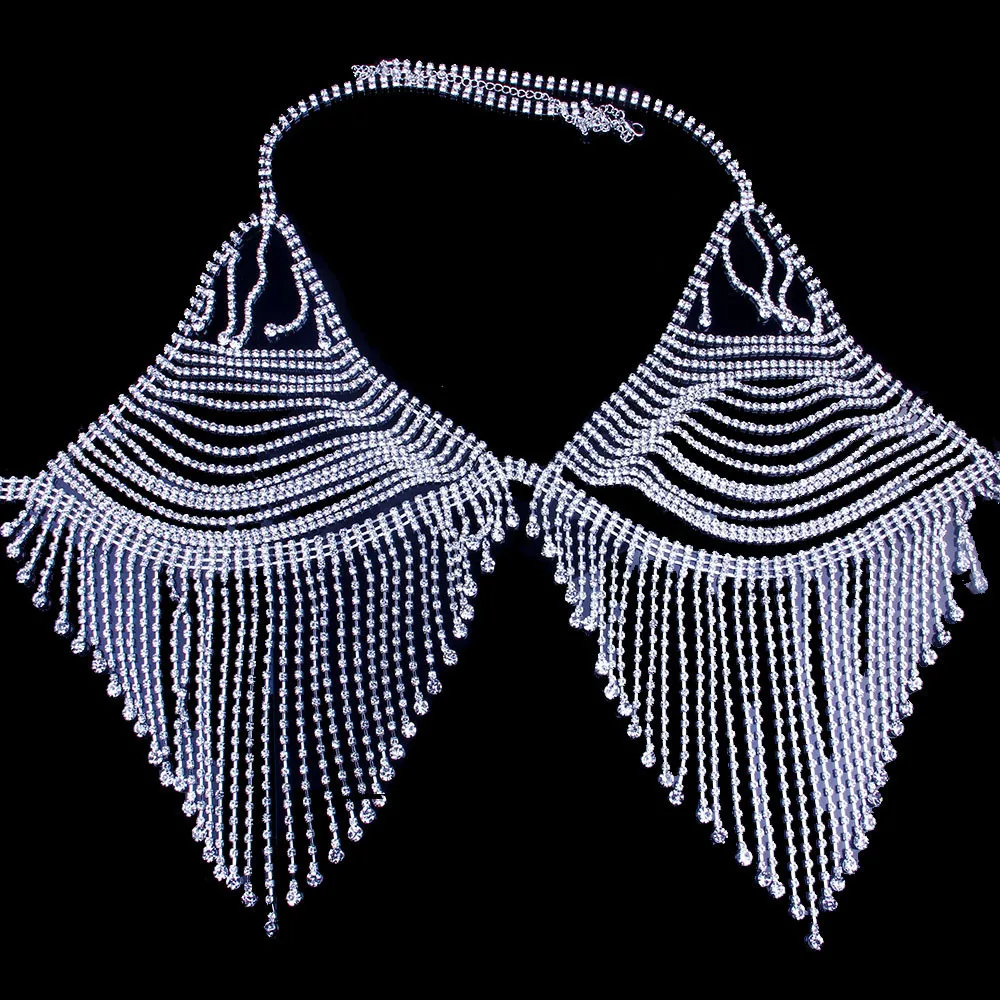 Hot Rhinestone Shiny Tassel Nightclub Bras