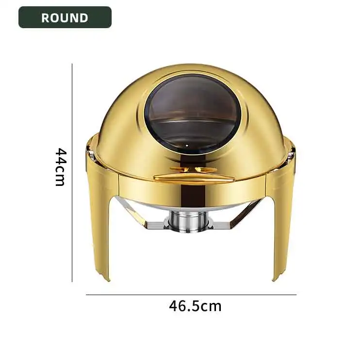 Modern Stainless Food Warmer Buffet Serving Equipment Catering 6l Gold Round Alcohol Stove