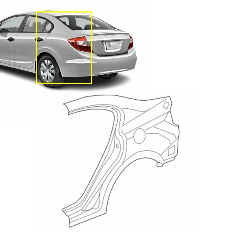 Sostituzione ricambi auto OEM nuovo pannello laterale in acciaio parafango posteriore sinistro destro per honda civic 2012 2013 2014 2015