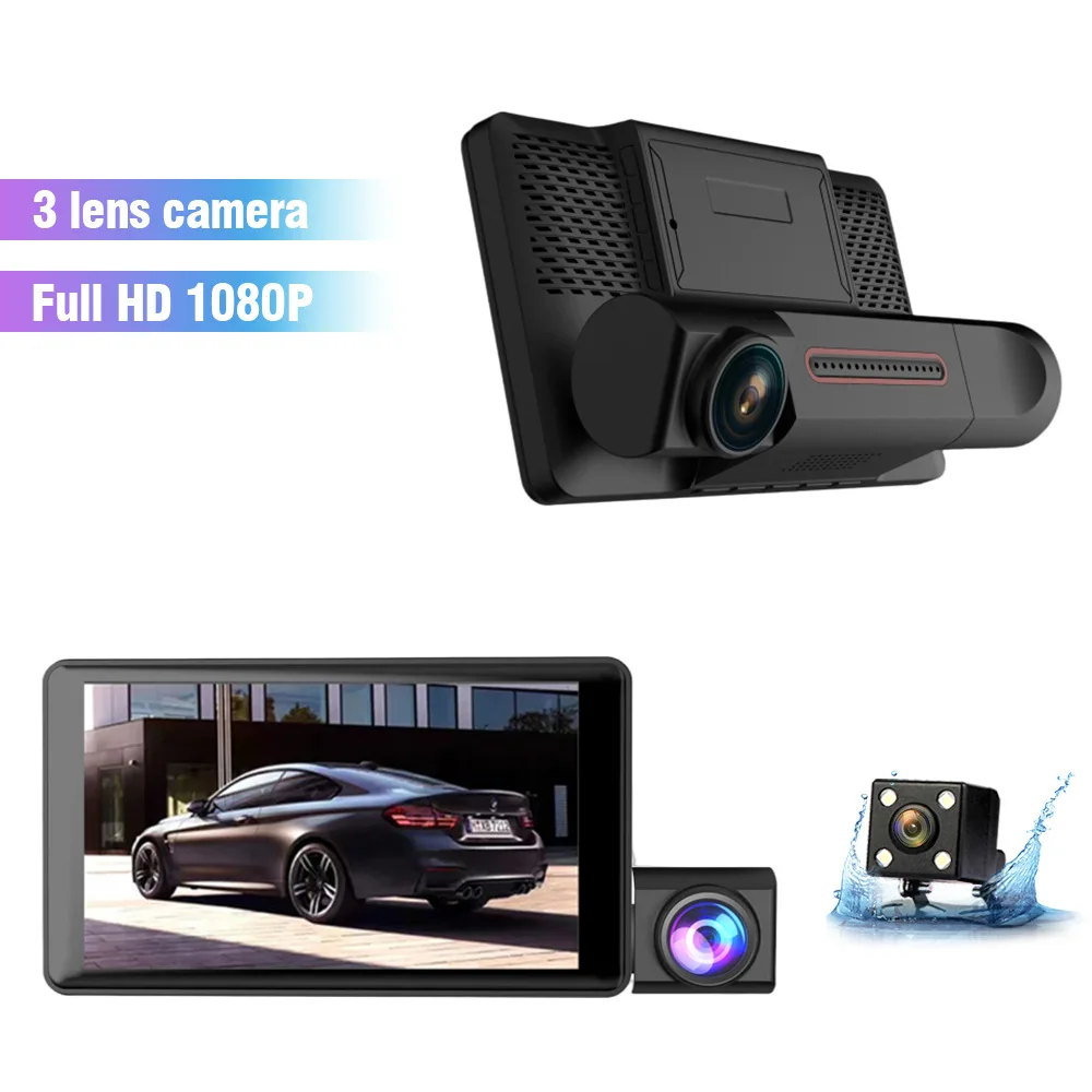 Cheapest 3 Lens Car Video Recorder HD1080P C3 Dash Cam Car Black Box 4inch IPS Camera Recorder Night Vision Loop Recording Dvr