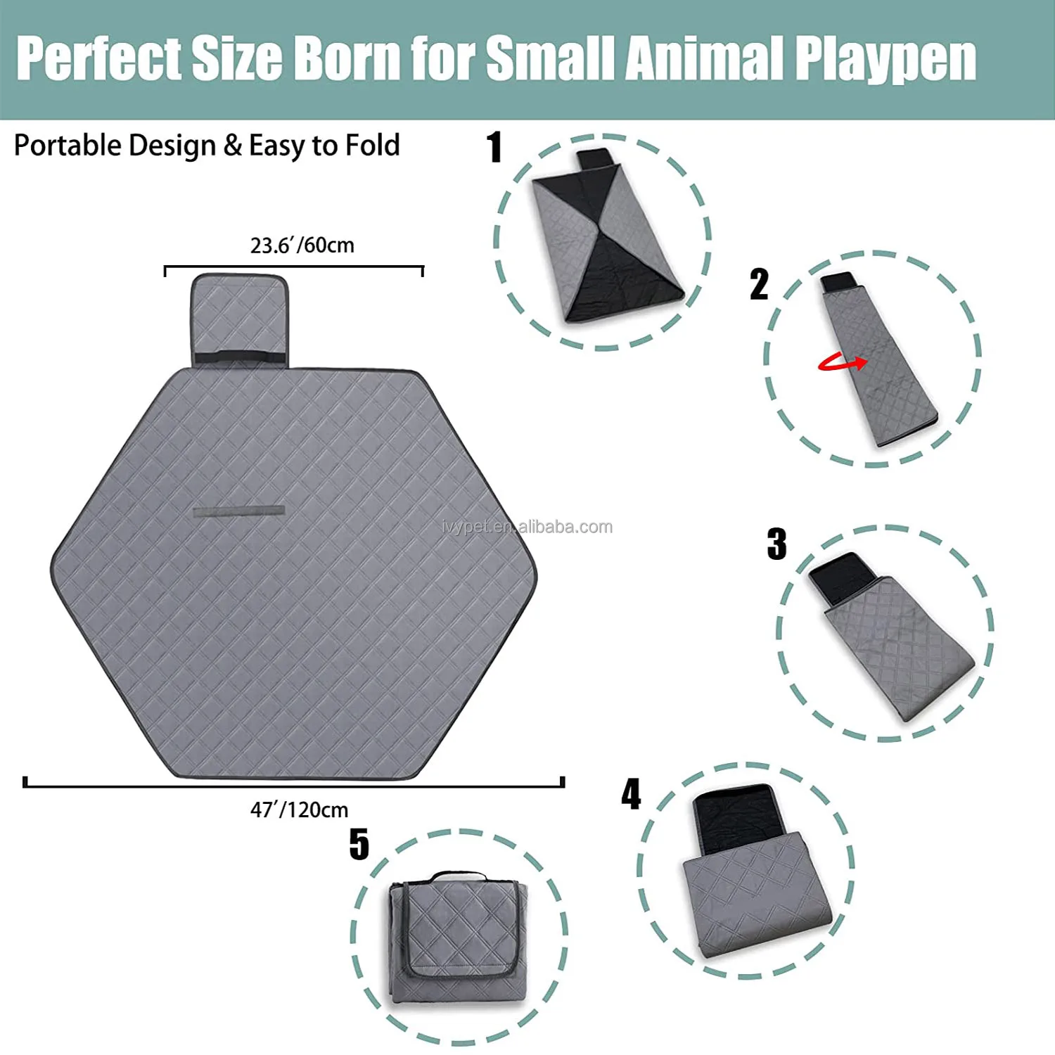 IVYPET Wholesales Manufacture soft and comfortable hexagon reusable hamster dog pee training pad details