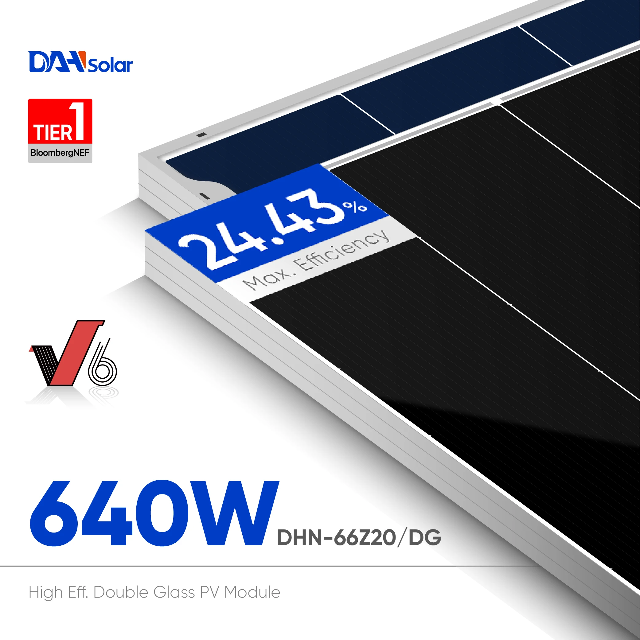 Slovenia Stock DAH Solar DHN-66Z20/DG 640w 645w 650w Double Glass