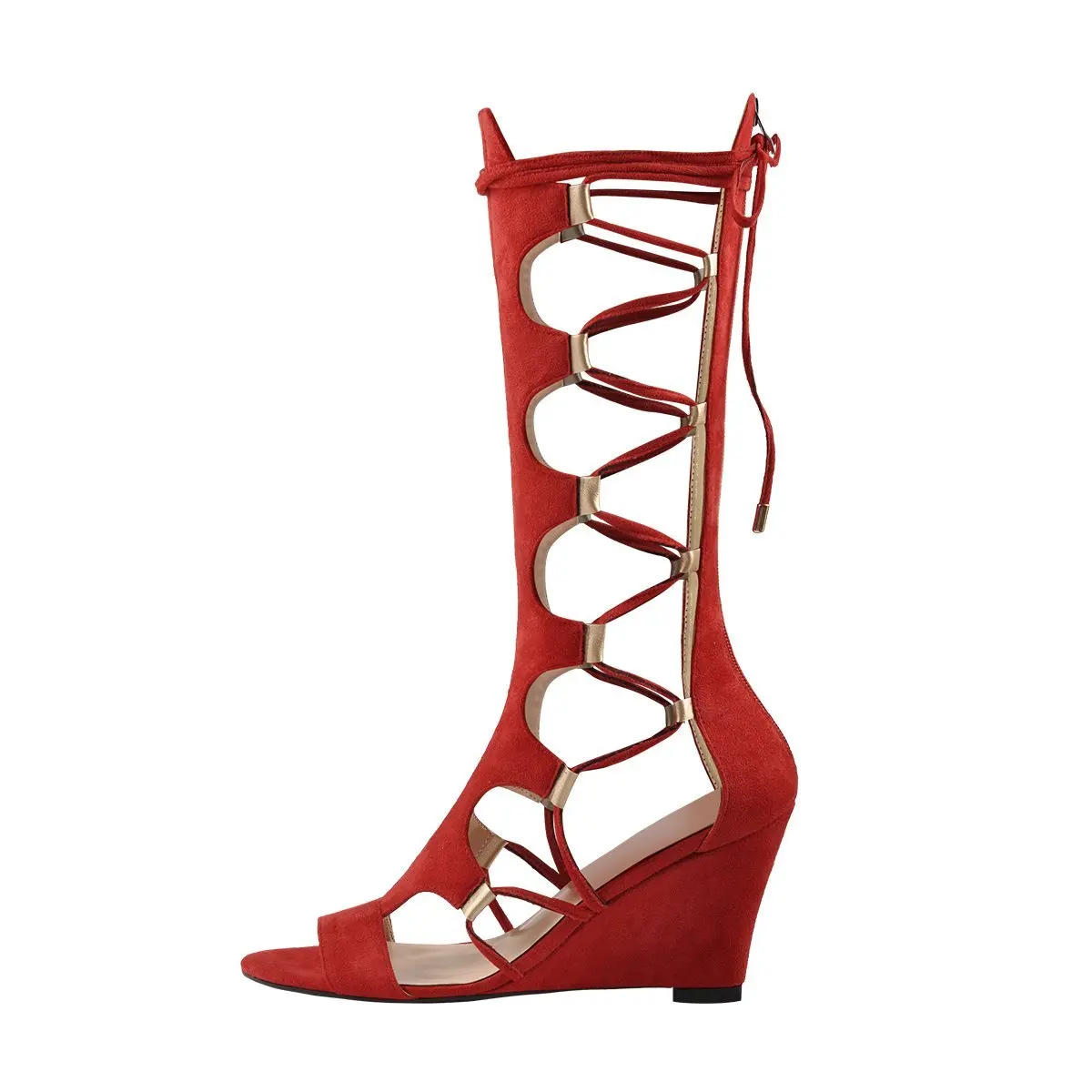 red lace up gladiator heels