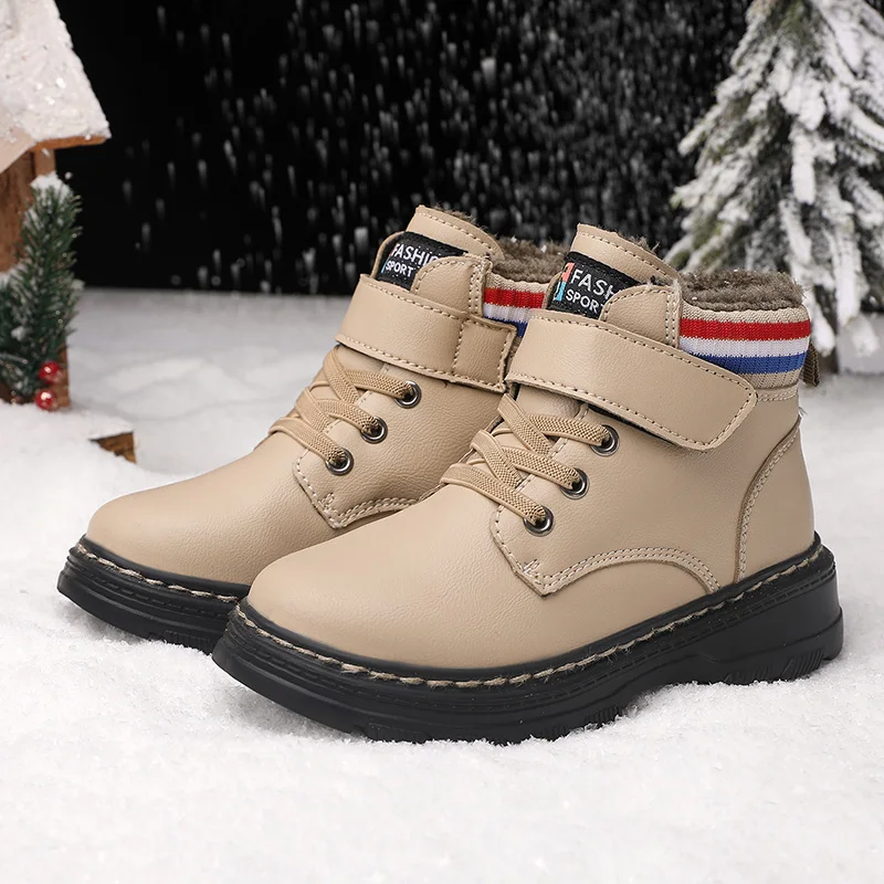 Новинка 2021, модная детская Водонепроницаемая зимняя обувь из искусственной кожи для девочек