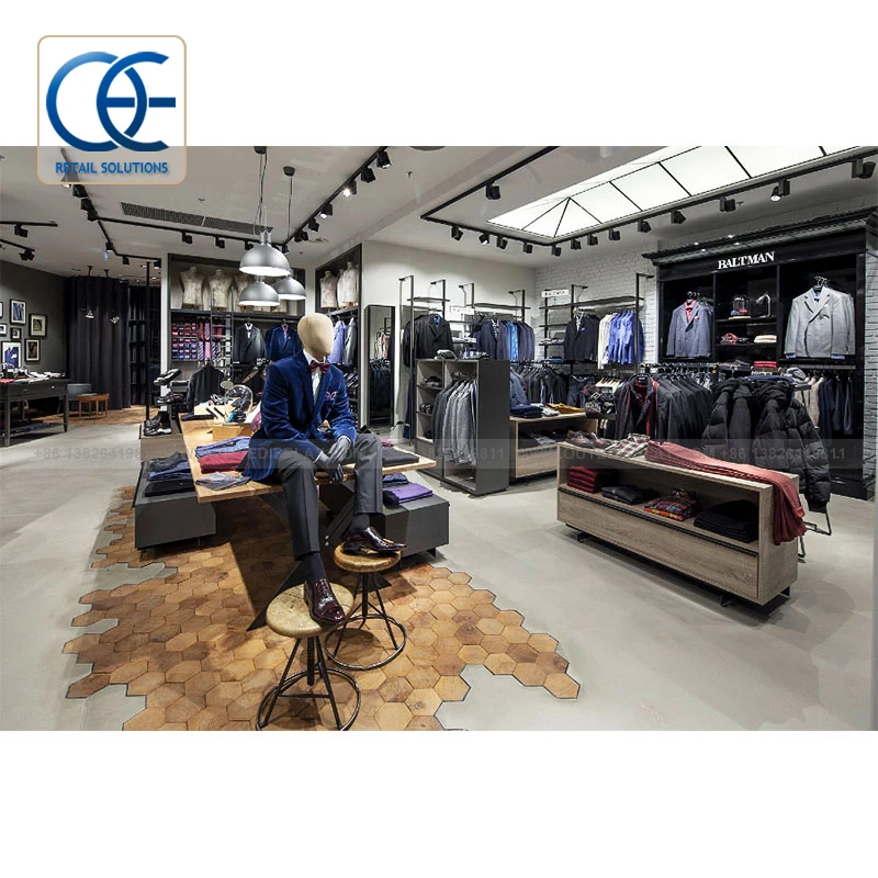 Exhibición de ropa personalizada para el hogar, exhibidores de