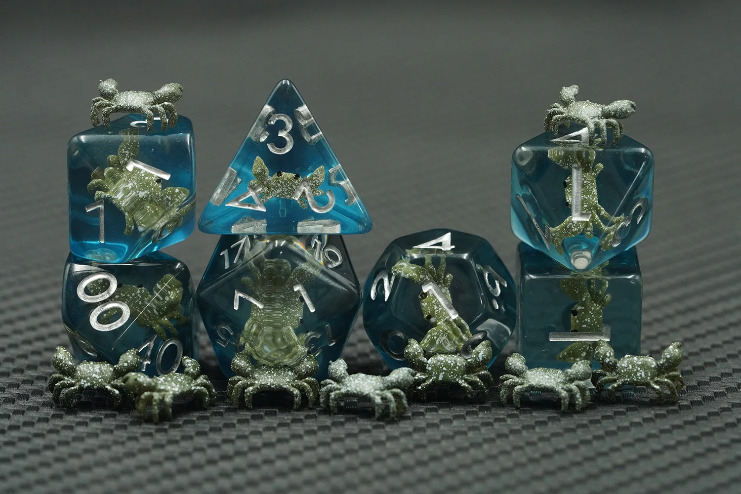 Customizable Logo 7pcs DND Crab Resin Soft Edge Dice Set Polyhedral Polyhedron Square Shape Plastic Acrylic for Board Games details