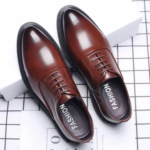 Mens Fashionable Casual Leather Shoes British Pointed Business Formal Leather Trendy Wear-resistant and Breathable Wedding Shoes