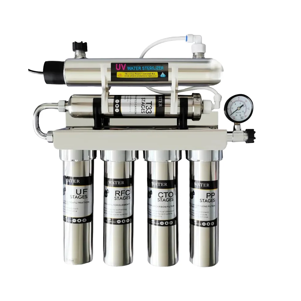 Bộ lọc nước tinh khiết cho nhà bếp thương mại/khách sạn bằng thép không gỉ, 6 cấp lọc: than hoạt tính, PP, siêu lọc (ultrafiltration), vận hành thủ công