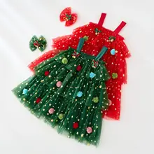 New Arrival Unisex Sequined Christmas Tutu Dress Princess Fancy Birthday Party Clothing with Layered Tulle Strap for Baby Girl