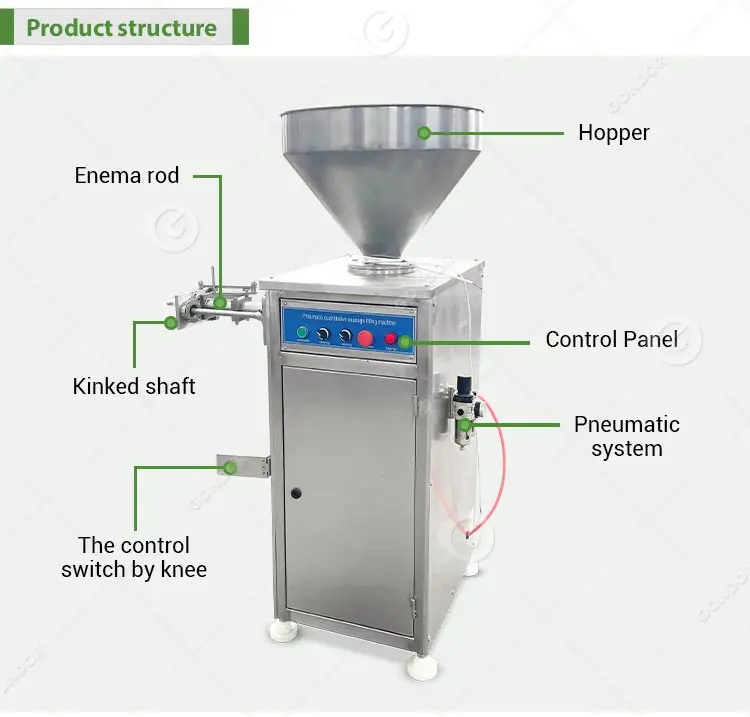 Automatic Electric Fill Mini Pneumatikly Stainless Steel Meat Beef Bratwurst Sausage Stuffer Filler Make Machine