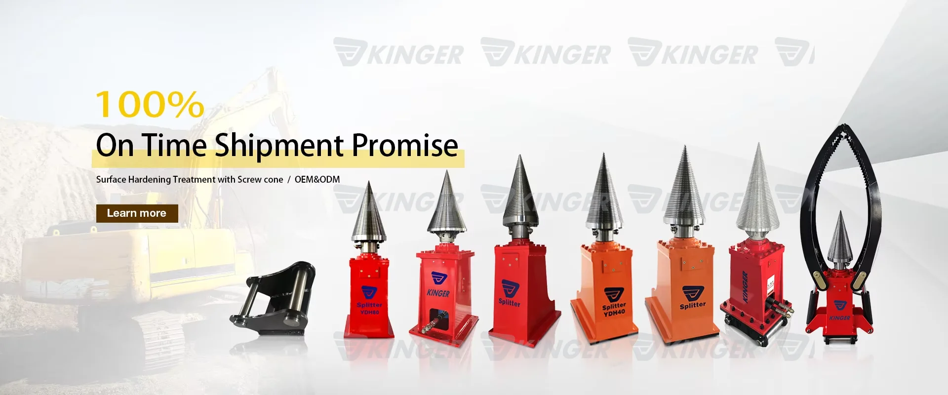 KINGER Excavator Hydraulic Cone Log Splitter Auger Drive Log Splitter ...