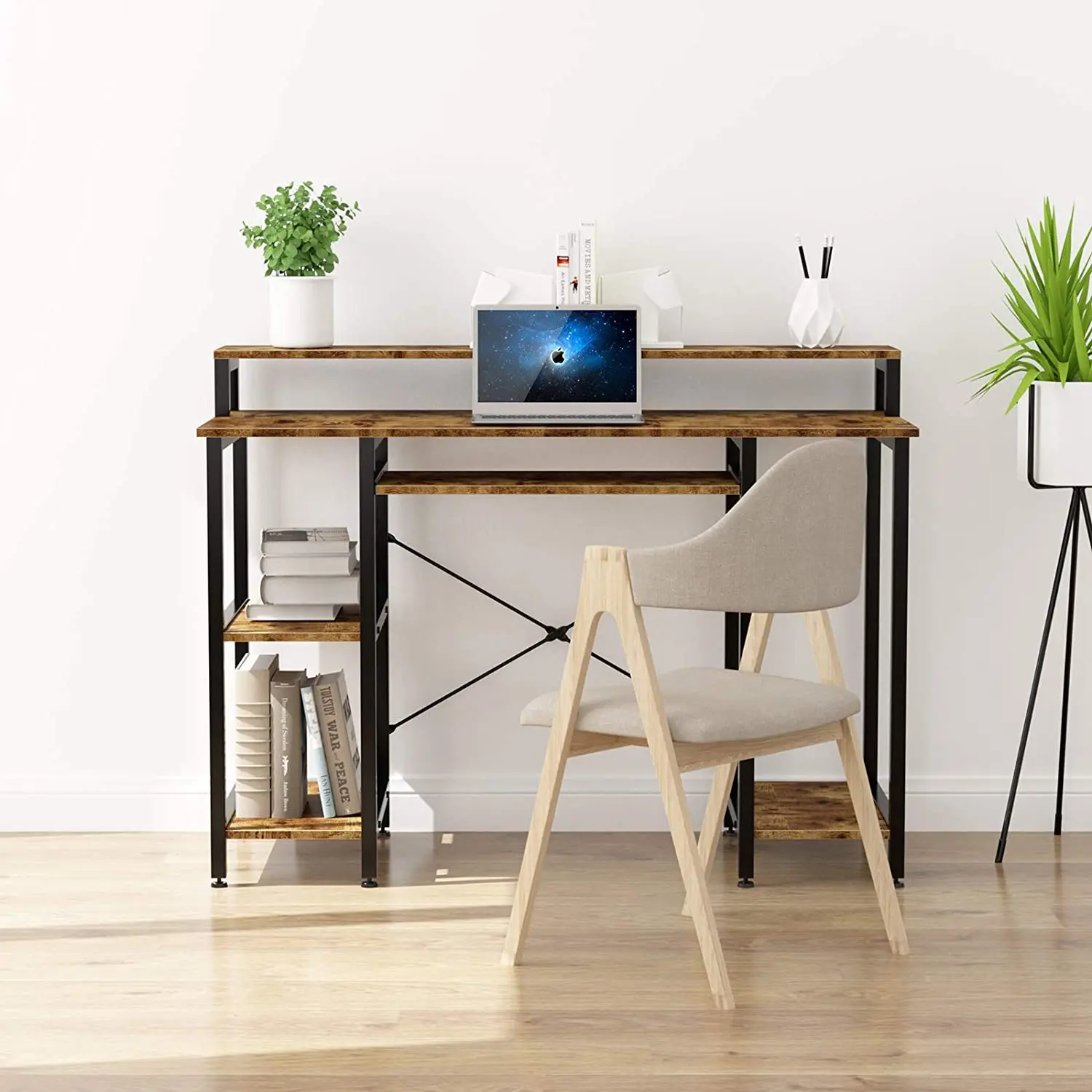 Modern MDF Office Home Computer Desk Storage Shelves Slide Keyboard Tray Table