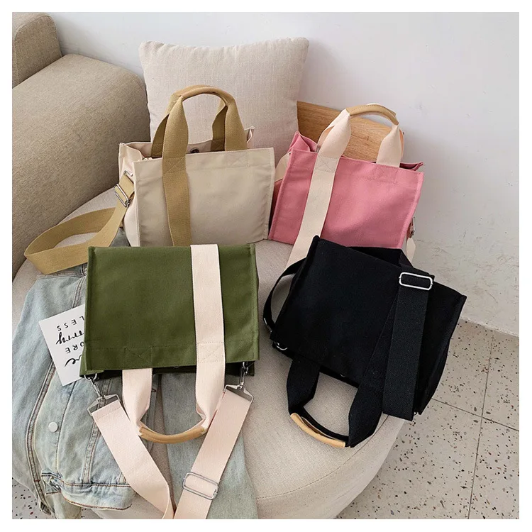 Wholesale Large Capacity Shoulder Canvas Cotton Shopping Tote Bag With ...