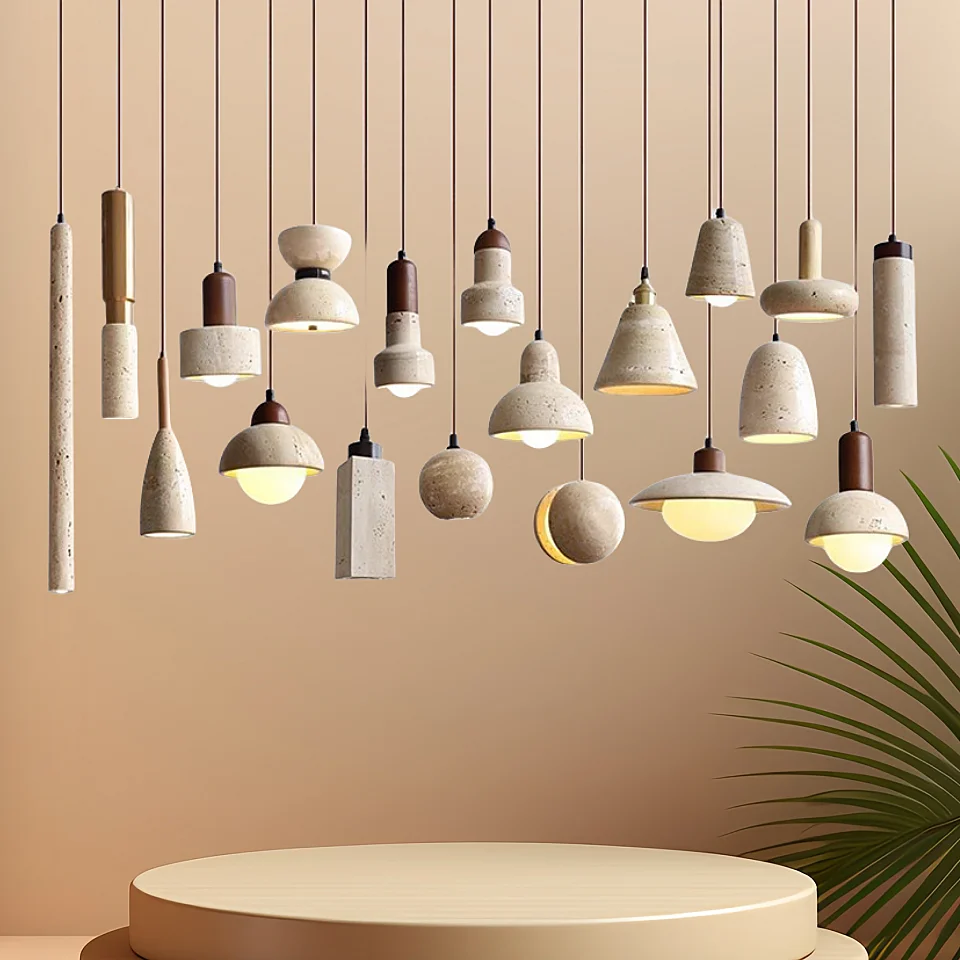 Modern Nordic Wabi Sabi Chandelier Yellow Travertine Natural Marble ...