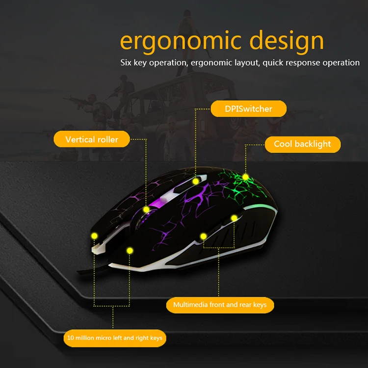 4 in 1 Gaming Set Gaming Keyboard Mouse Combos Wired RGB Keyboard 6D Ergonomic Mouse Leather Headphones Keyboard Kit
