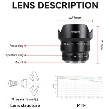 7artisans 7.5mm F3.5 APS-C Ultra Wide Angle Manual Focus Fisheye Lens for Nikon F DSLR Lens detail image