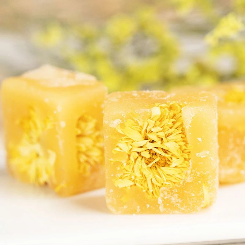 Private Label Custom Flavor Handmade Flower Honey Rock Sugar Flower Tea Cube Rock Sugar Tea