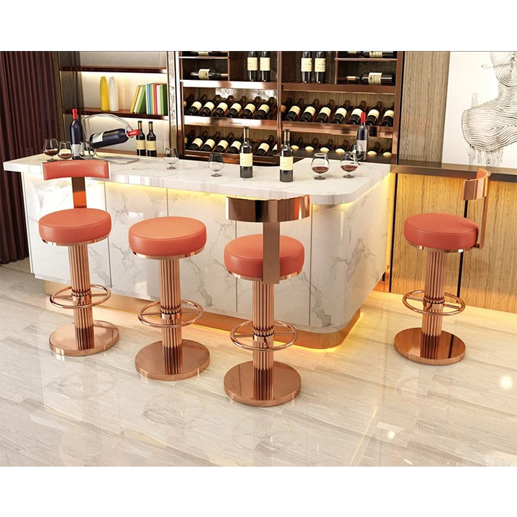 Gold Funky Kitchen Stools Fuji High Back Gold Black Faux Leather