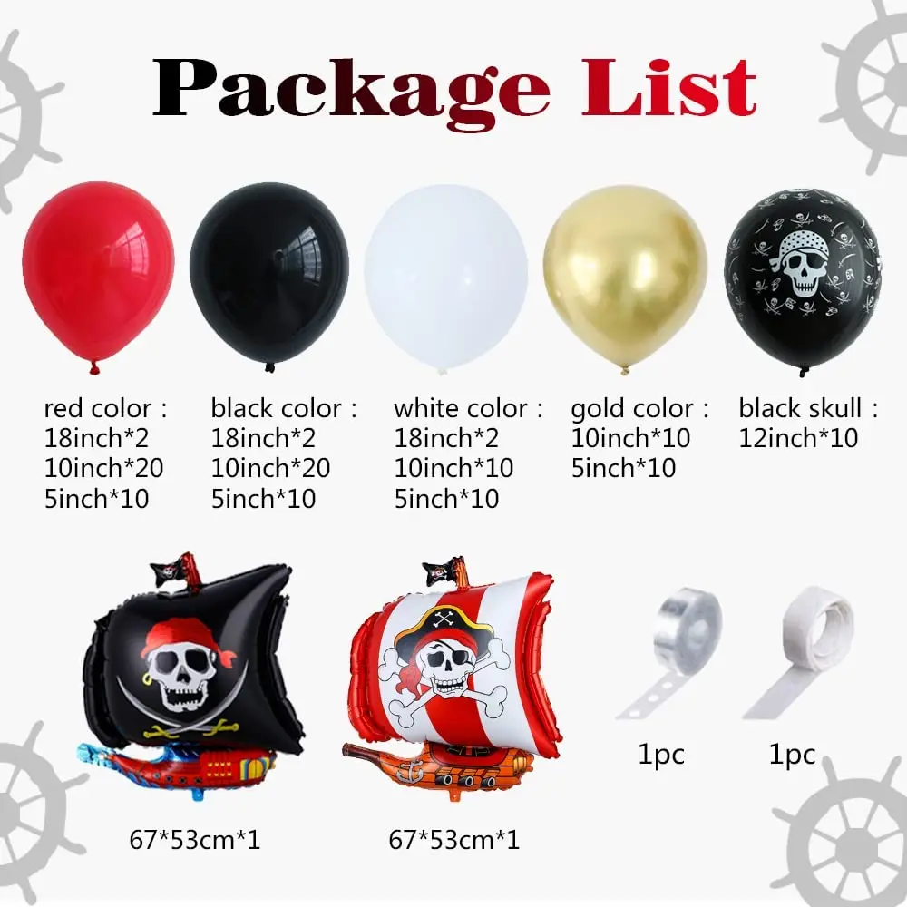Piraten-Geburtstagsballon-Set Für 7 Jahre – 10-teilig, Mit Folienballons, Schiff, Banner & Sternen