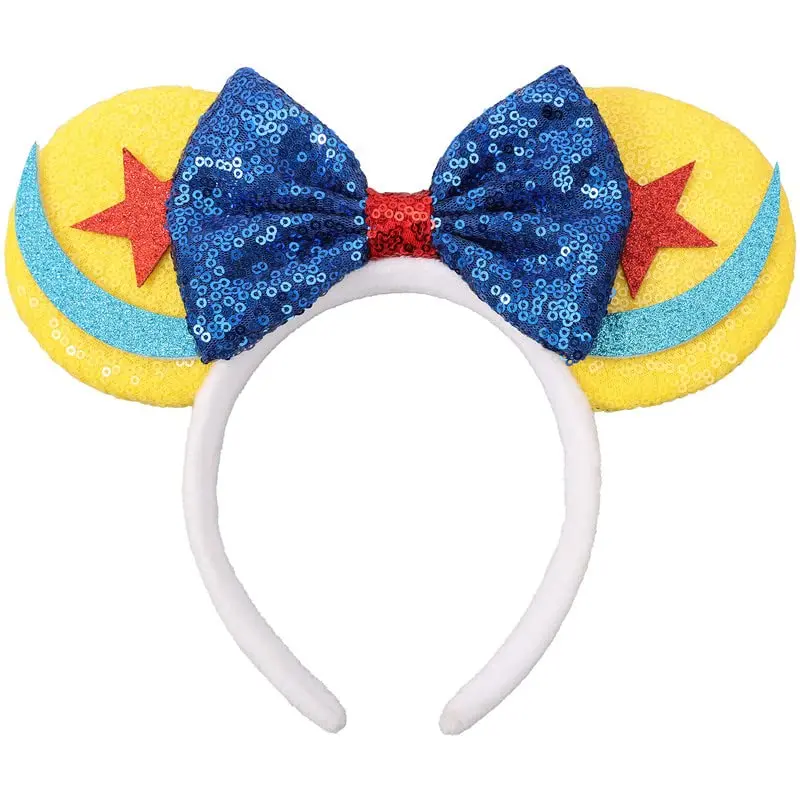 Hb009 Sparkly Sequin Mouse Ears Headband Glitter Bows With Cartoon ...