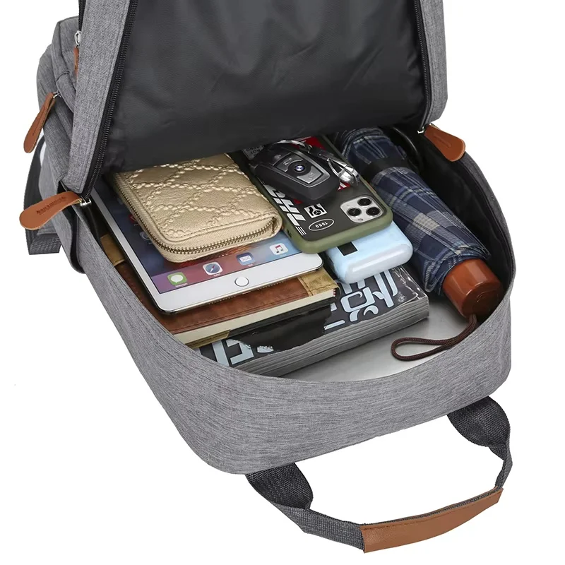 product casual slim anti theft usb charging mens polyester laptop bag business backpack set handbag style high quality polyester-4