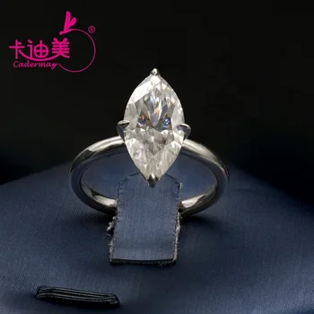 Cadermay Hot sale 925 Sterling Silver jewelry synthetic moissanite diamond Marquise shape 7X14mm fashion rings