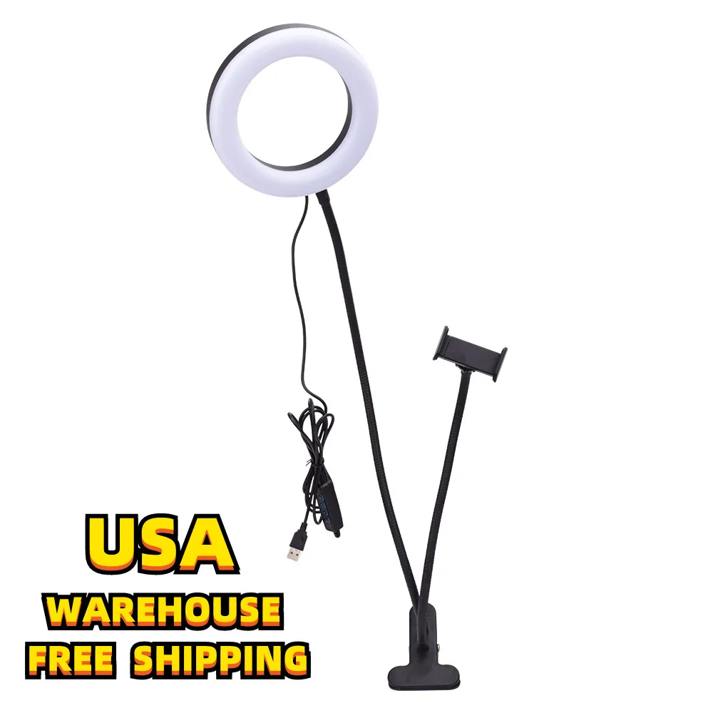 Free shipping to USA Live Fill Light Desktop Clip Light 9W 5V 64LED 2835 Lamp Beads White Light Usb Connection