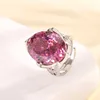 Anillo de rosa seca con corte de nido de pájaro de platino de tamaño abierto