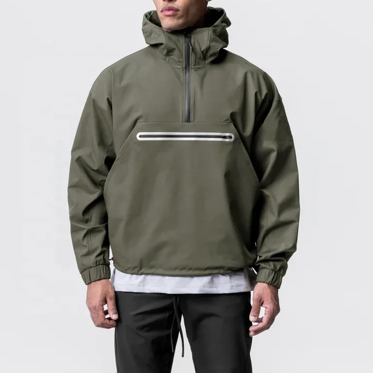 Adjustable Hem Elastic Sleeve Cuffs Design New Fashion Blank Waterproof Jacket Hoodie for Men