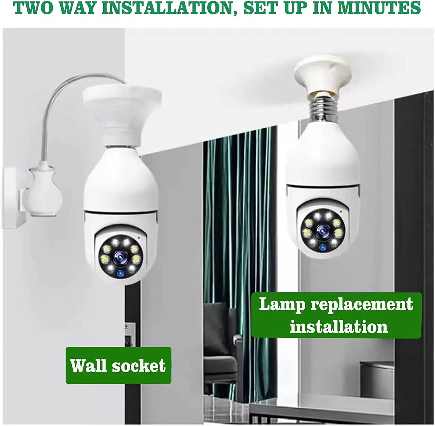Smart Home Camera Bulb 360 Wifi Camera Cctv 360 Degree Pnaoramic Wireless Night Vision Light Bulb Security Camera