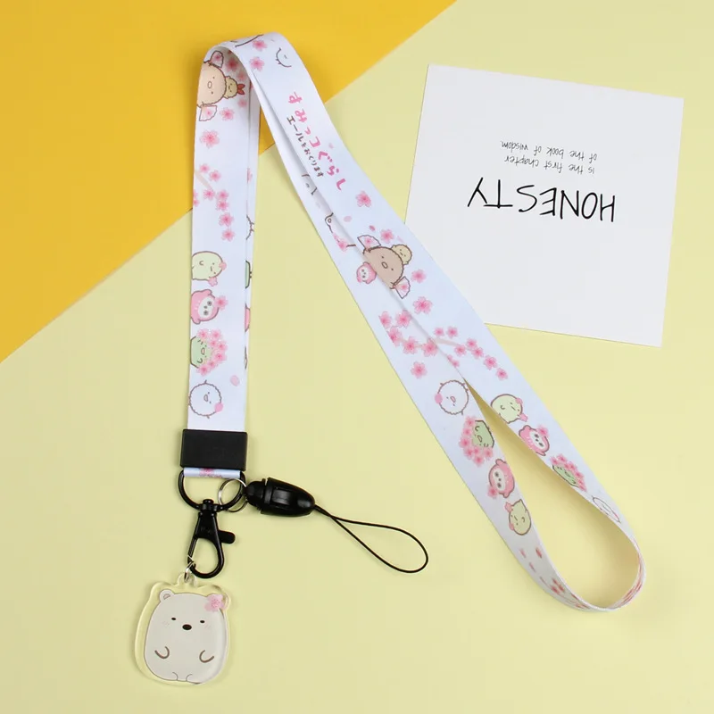 Cartoon-inspired Polyester Mobile Phone Lanyard Cute Pendant Wide