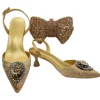 1 gold shoes and bag
